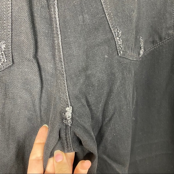 Frame Ali Wide Leg Crop Button Fly Black Jeans 31 - Picture 9 of 11